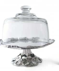 Arthur Court Fleur-De-Lis Plate With Glass Dome