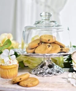 Arthur Court Fleur-De-Lis Plate With Glass Dome