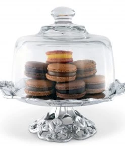 Arthur Court Fleur-De-Lis Plate With Glass Dome