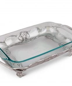 Arthur Court Casserole Servers Fleur-De-Lis Pyrex Holder 3qt