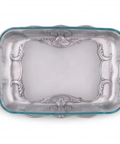 Arthur Court Casserole Servers Fleur-De-Lis Pyrex Holder 3qt