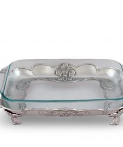Arthur Court Casserole Servers Fleur-De-Lis Pyrex Holder 3qt