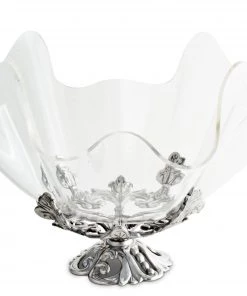 Arthur Court Fleur-De-Lis Stand Acrylic Bowl 14 Inch