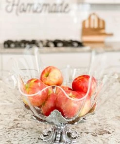 Arthur Court Fleur-De-Lis Stand Acrylic Bowl 14 Inch