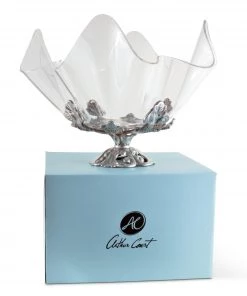 Arthur Court Fleur-De-Lis Stand Acrylic Bowl 14 Inch