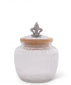 Arthur Court Fleur De Lis Glass Canister