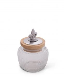Arthur Court Fleur De Lis Glass Canister