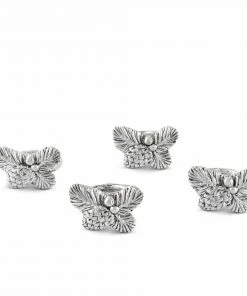 Arthur Court Pine Cone Forest Pattern Napkin Rings Set Of 4
