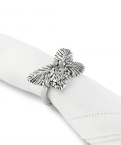 Arthur Court Pine Cone Forest Pattern Napkin Rings Set Of 4