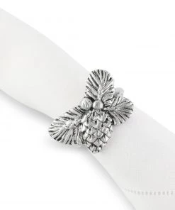 Arthur Court Pine Cone Forest Pattern Napkin Rings Set Of 4