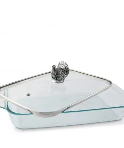 Arthur Court Game Birds Turkey Lid With Pyrex 3 Quart Baking Dish