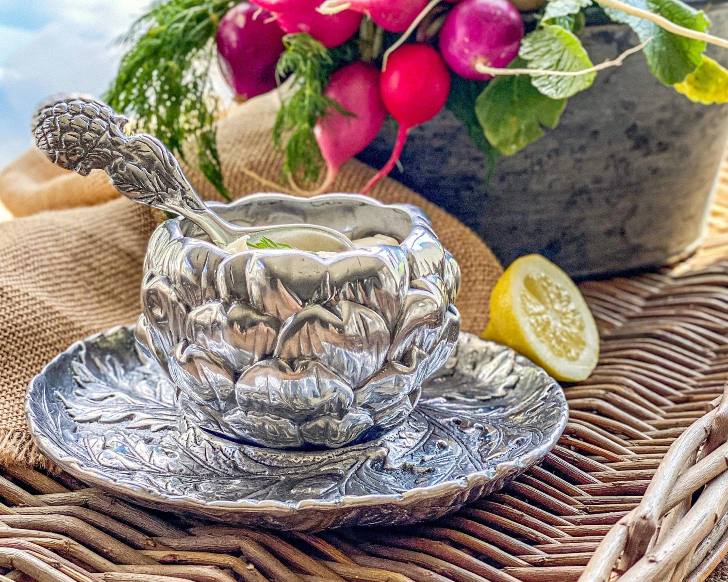 Arthur Court Artichoke Condiment Set 3 Piece