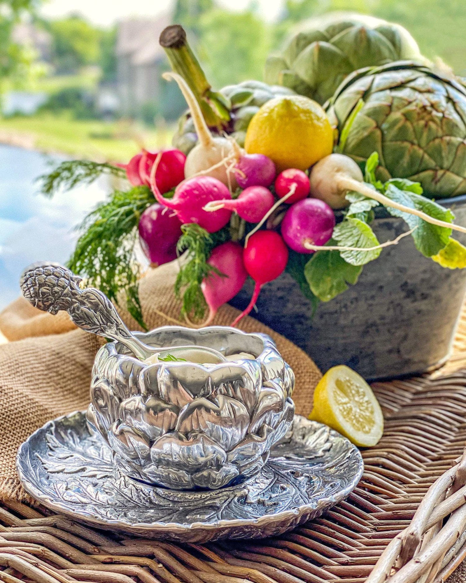 Arthur Court Artichoke Condiment Set 3 Piece