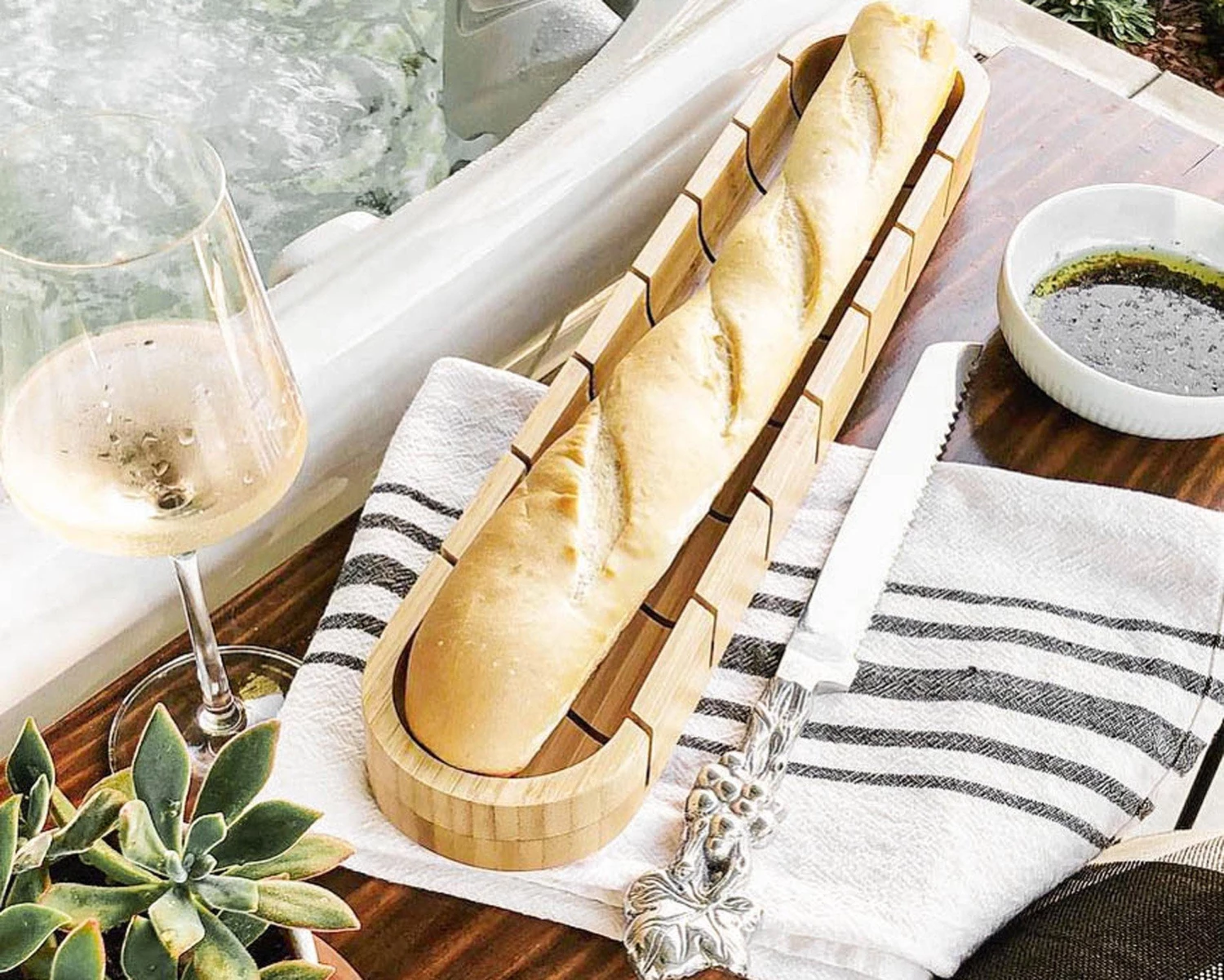 Arthur Court Baguette Board With Grape Bread Knife Trays
