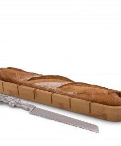 Arthur Court Baguette Board With Grape Bread Knife Trays