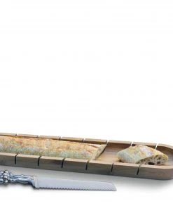Arthur Court Baguette Board With Grape Bread Knife Trays