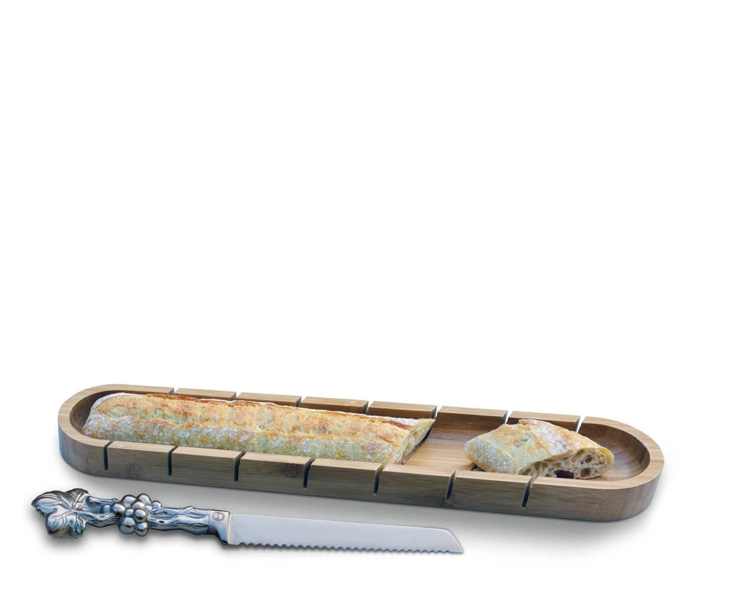 Arthur Court Baguette Board With Grape Bread Knife Trays