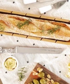 Arthur Court Baguette Board With Grape Bread Knife Trays