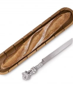 Arthur Court Baguette Board With Grape Bread Knife Trays