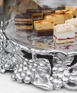 Arthur Court Grape Cake Stand Glass Dome Dessert Stands