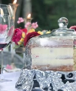 Arthur Court Grape Cake Stand Glass Dome Dessert Stands