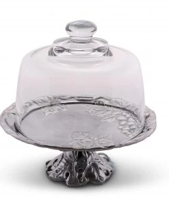 Arthur Court Dessert Stands Grape Plate With Glass Dome