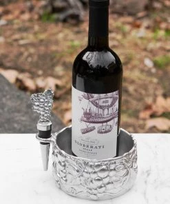 Arthur Court Grape Wine Caddy And Stopper Set Coasters