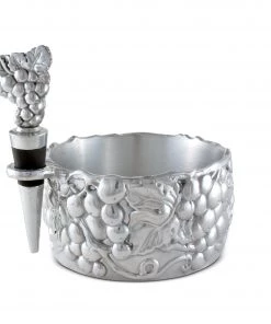 Arthur Court Grape Wine Caddy And Stopper Set Coasters