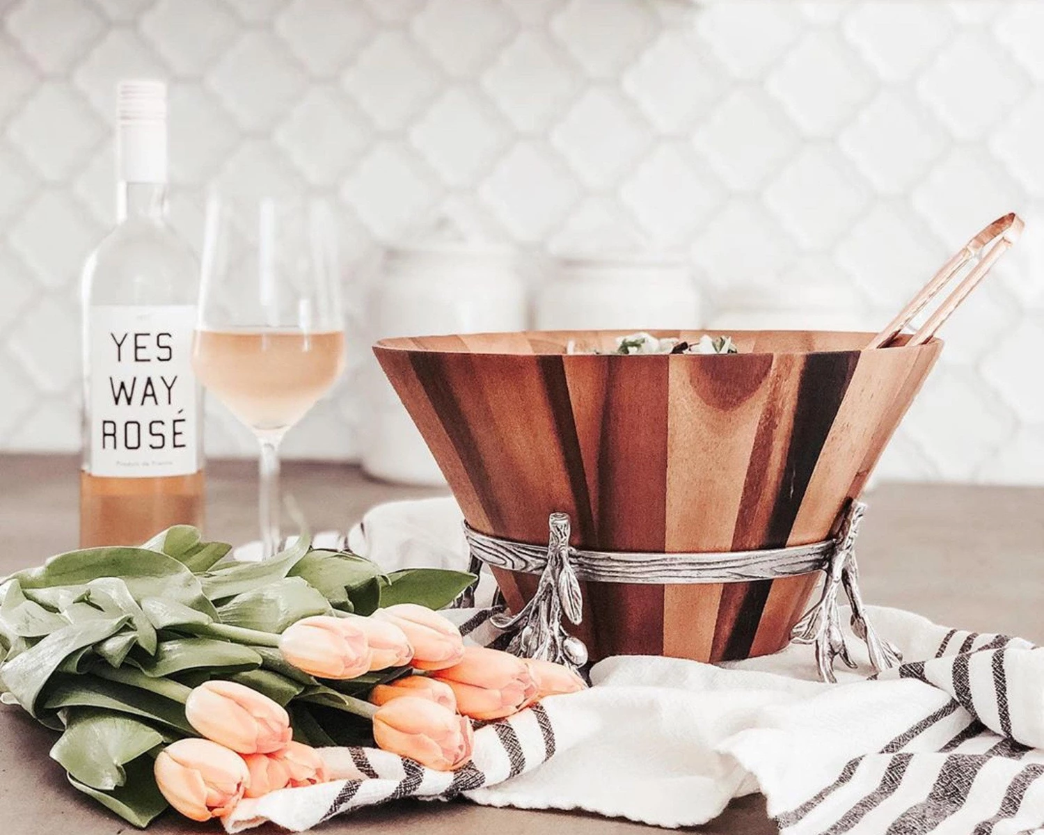 Arthur Court Olive Wood Salad Bowl