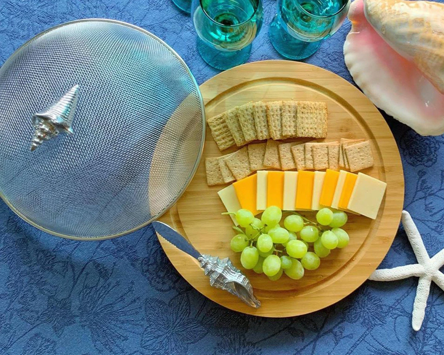 Arthur Court Conch Shell 3 Piece Picnic Cheese Board / Spreader Cheese Boards & Cheese Sets