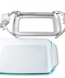 Arthur Court Crab 3-Qt Casserole W/Pyrex Casserole Servers