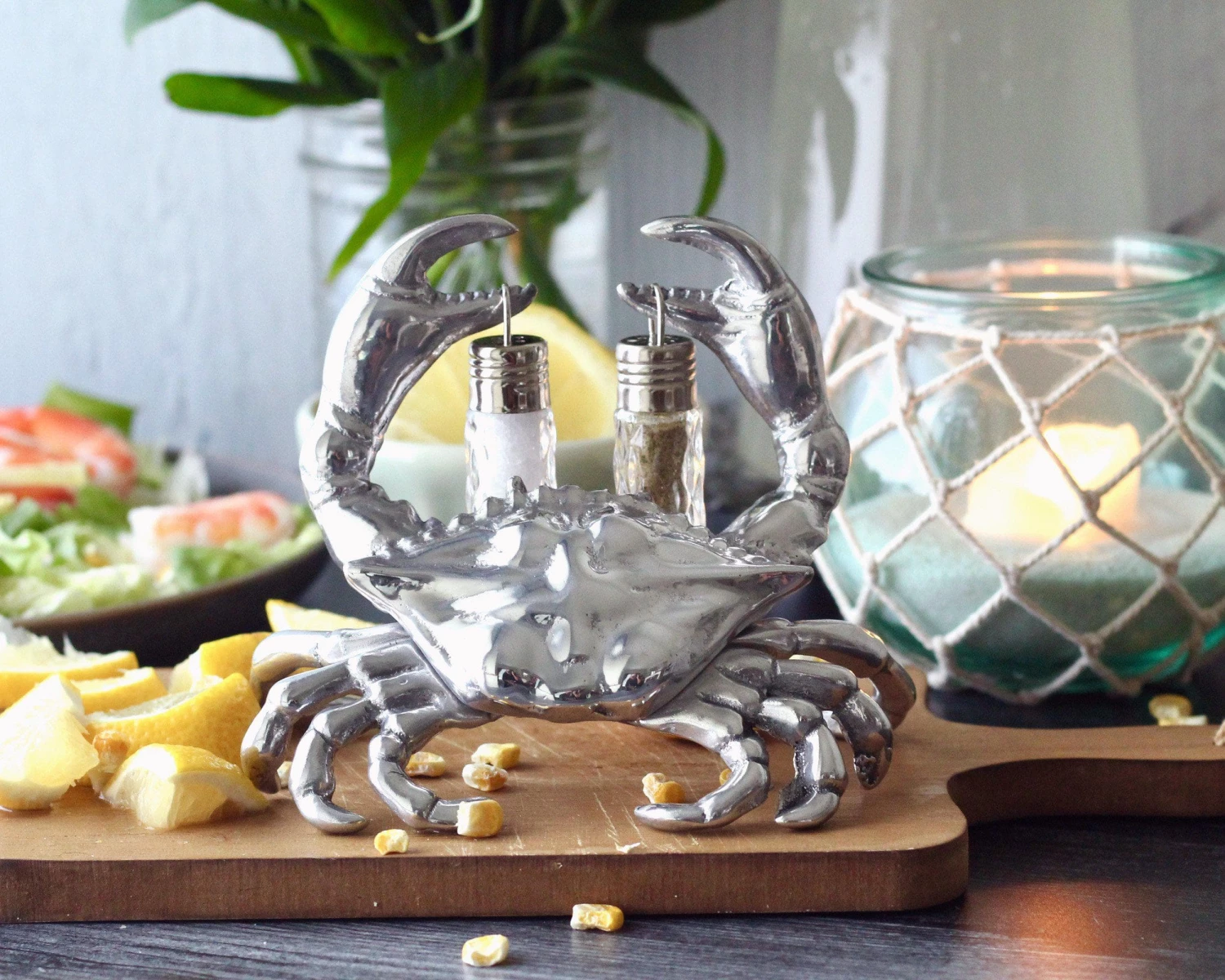 Arthur Court Salt & Pepper Sets Crab Hanging Salt And Pepper Set