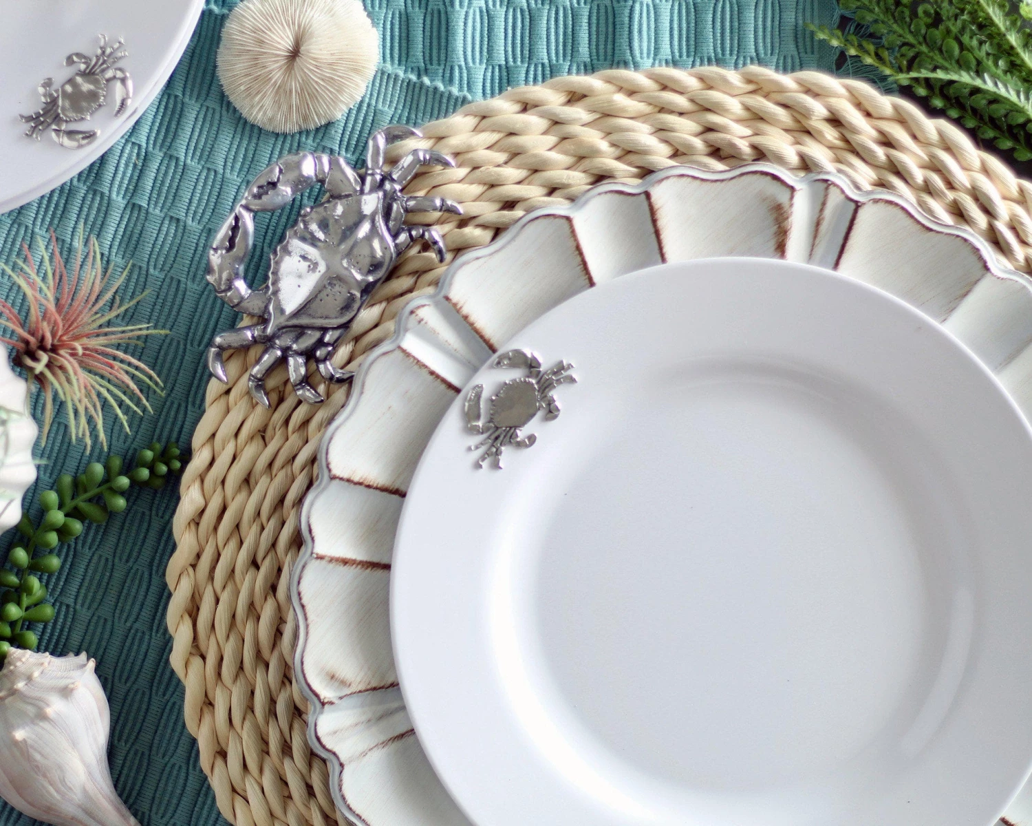 Arthur Court Crab Twisted Seagrass Placemats - Set Of 4 Plates