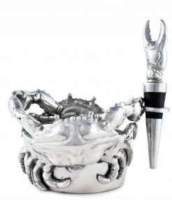 Arthur Court Coasters Crab Wine Caddy And Stopper Set