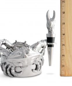Arthur Court Coasters Crab Wine Caddy And Stopper Set