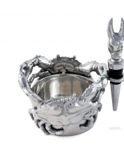 Arthur Court Coasters Crab Wine Caddy And Stopper Set