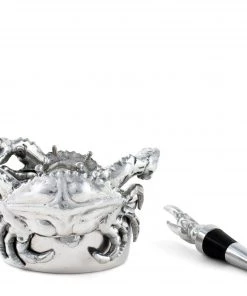 Arthur Court Coasters Crab Wine Caddy And Stopper Set