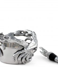 Arthur Court Coasters Crab Wine Caddy And Stopper Set