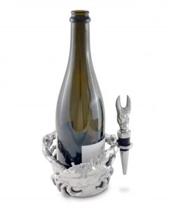 Arthur Court Coasters Crab Wine Caddy And Stopper Set