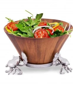 Arthur Court Crab Wood Tall Salad Bowl Salad Bowls