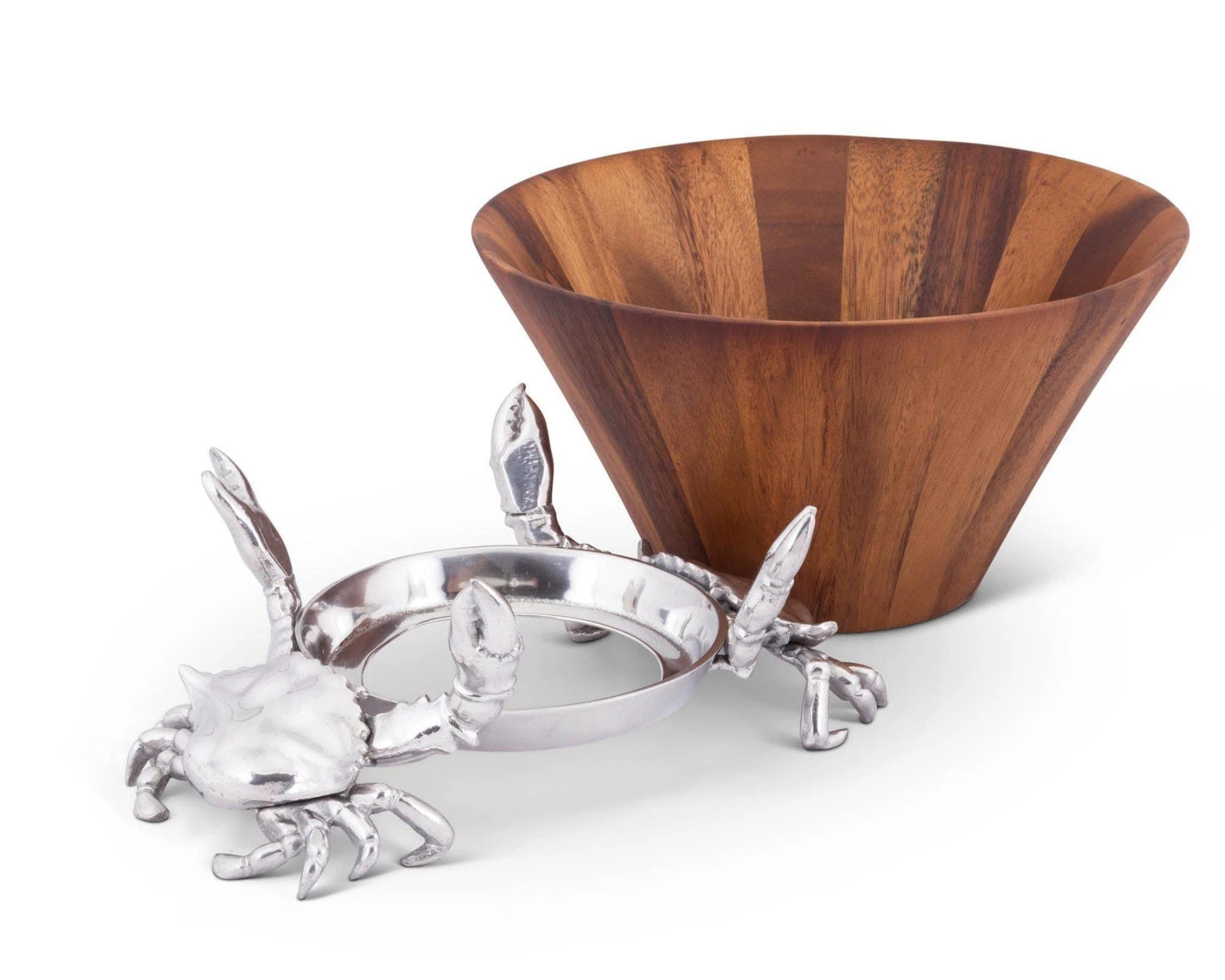 Arthur Court Crab Wood Tall Salad Bowl Salad Bowls