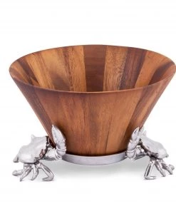 Arthur Court Crab Wood Tall Salad Bowl Salad Bowls