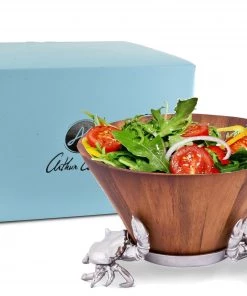 Arthur Court Crab Wood Tall Salad Bowl Salad Bowls