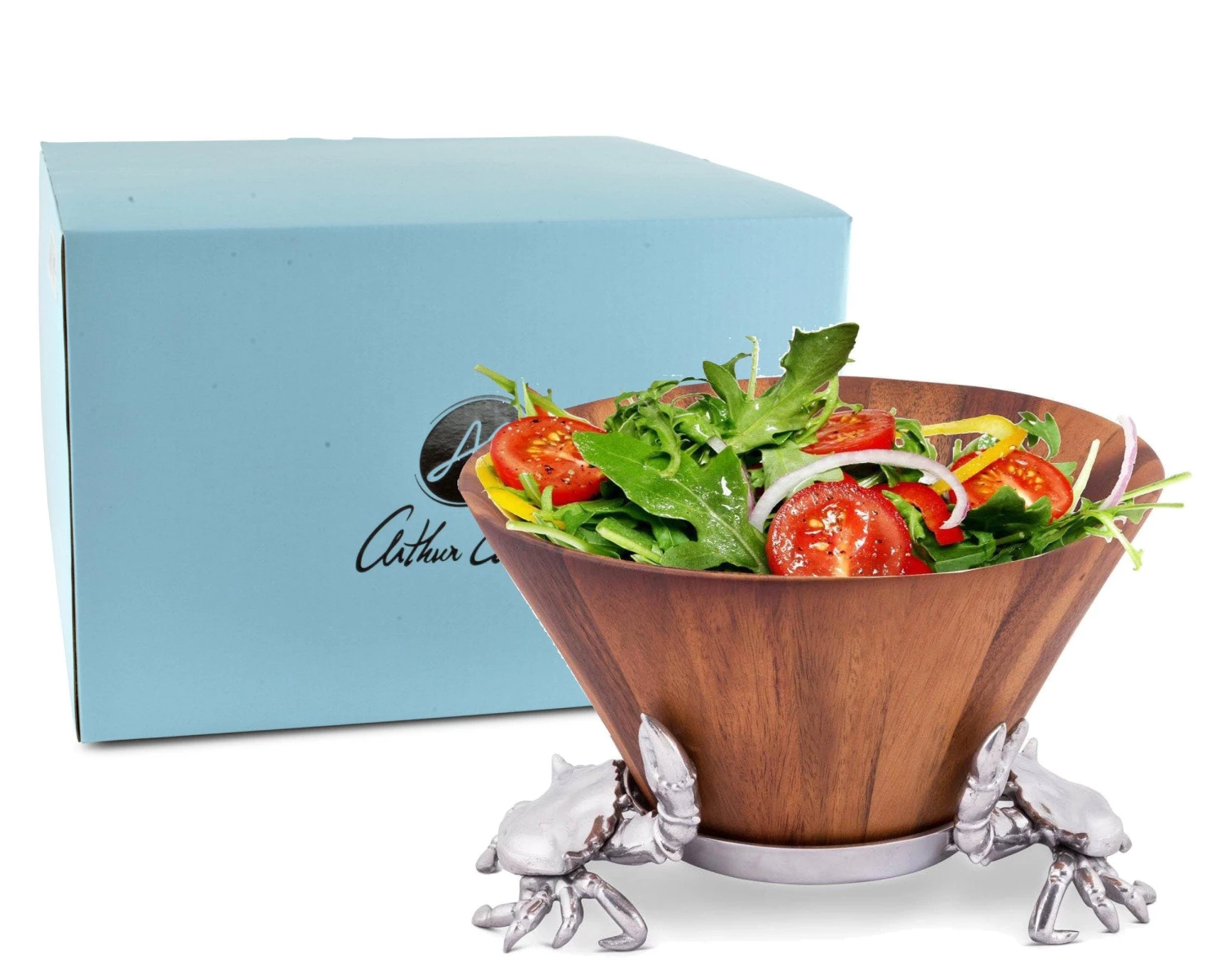 Arthur Court Crab Wood Tall Salad Bowl Salad Bowls