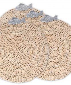 Arthur Court Fish Twisted Seagrass Placemats - Set Of 4 Napkin Rings