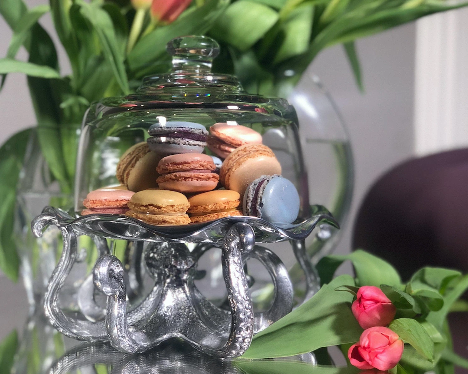 Arthur Court Octopus Tray With Glass Dome Dessert Stands