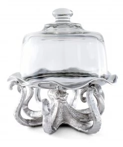 Arthur Court Octopus Tray With Glass Dome Dessert Stands