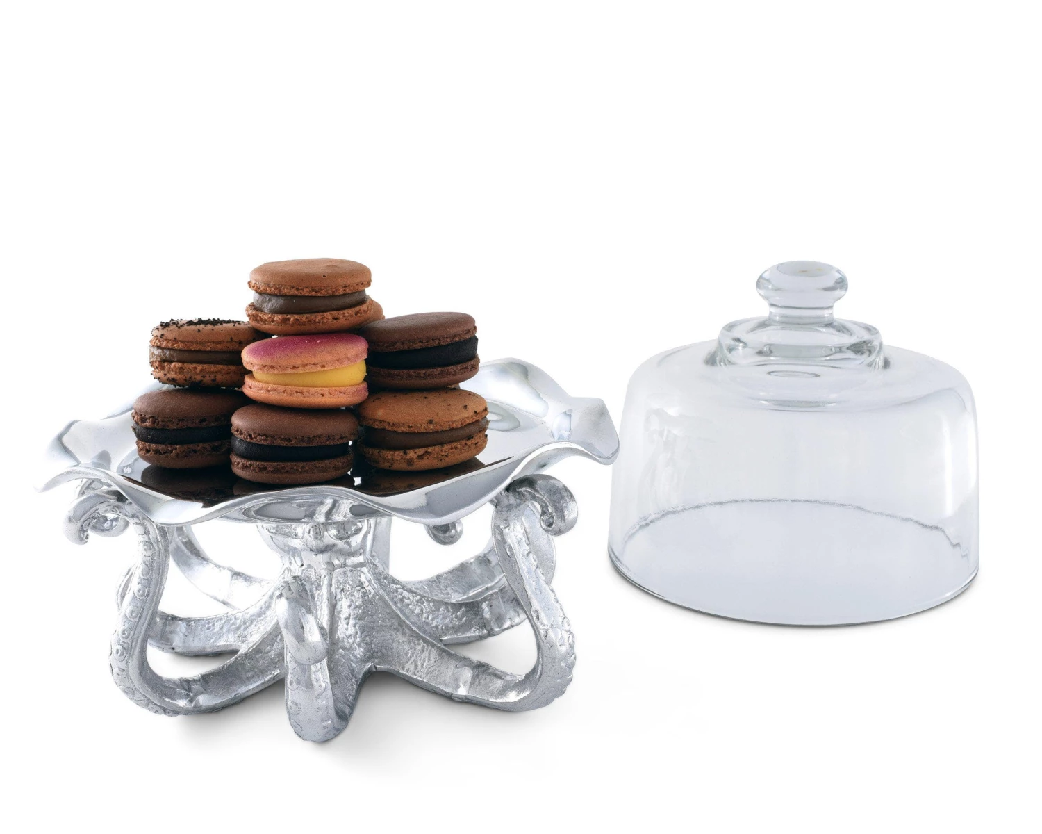 Arthur Court Octopus Tray With Glass Dome Dessert Stands