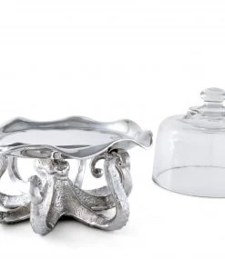 Arthur Court Octopus Tray With Glass Dome Dessert Stands