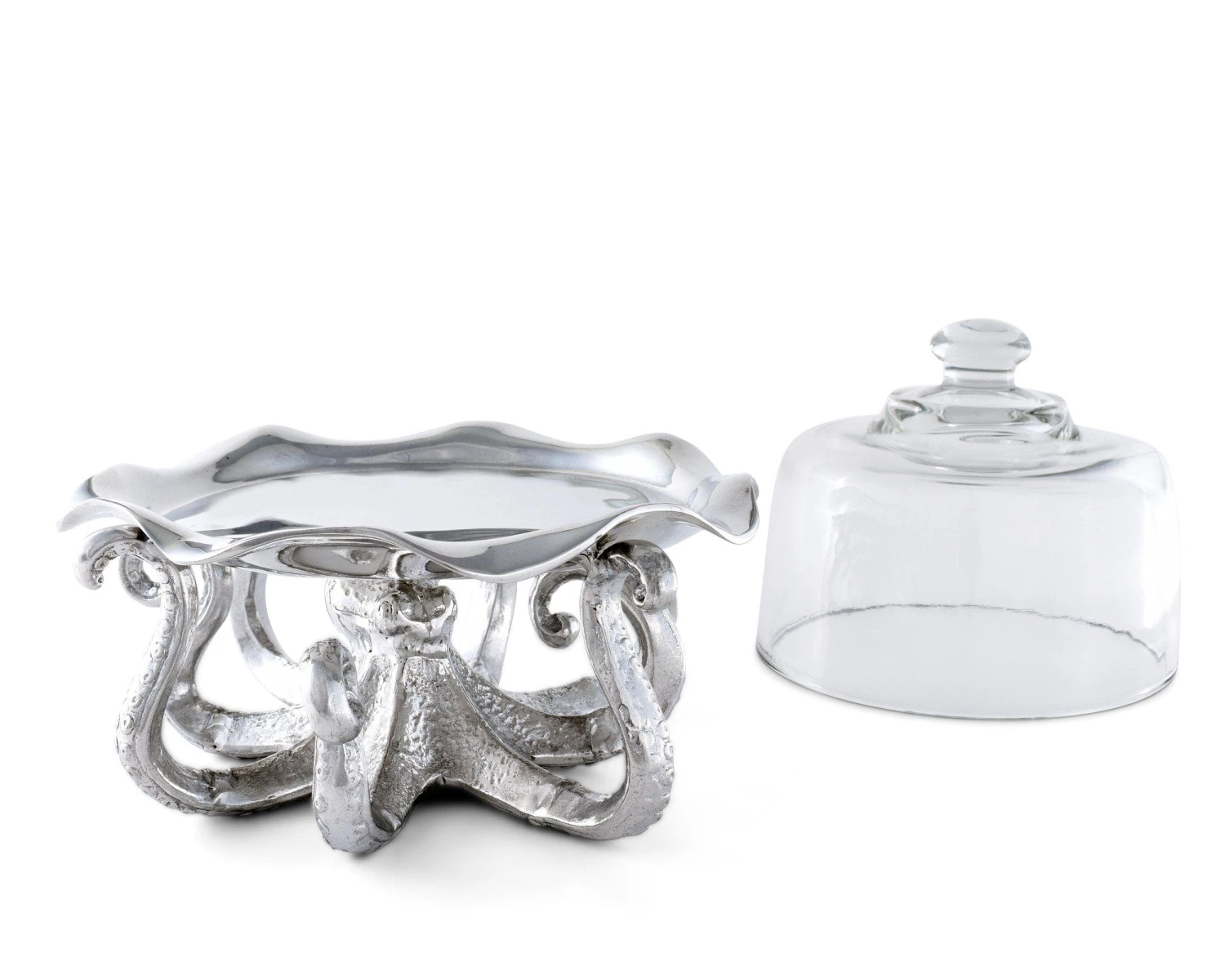 Arthur Court Octopus Tray With Glass Dome Dessert Stands